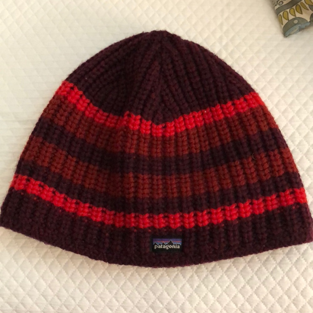 Patagonia striped merino wool beanie hat